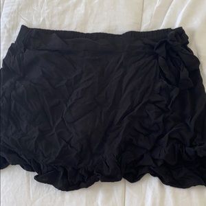 Black Wrap Ruffled Skirt